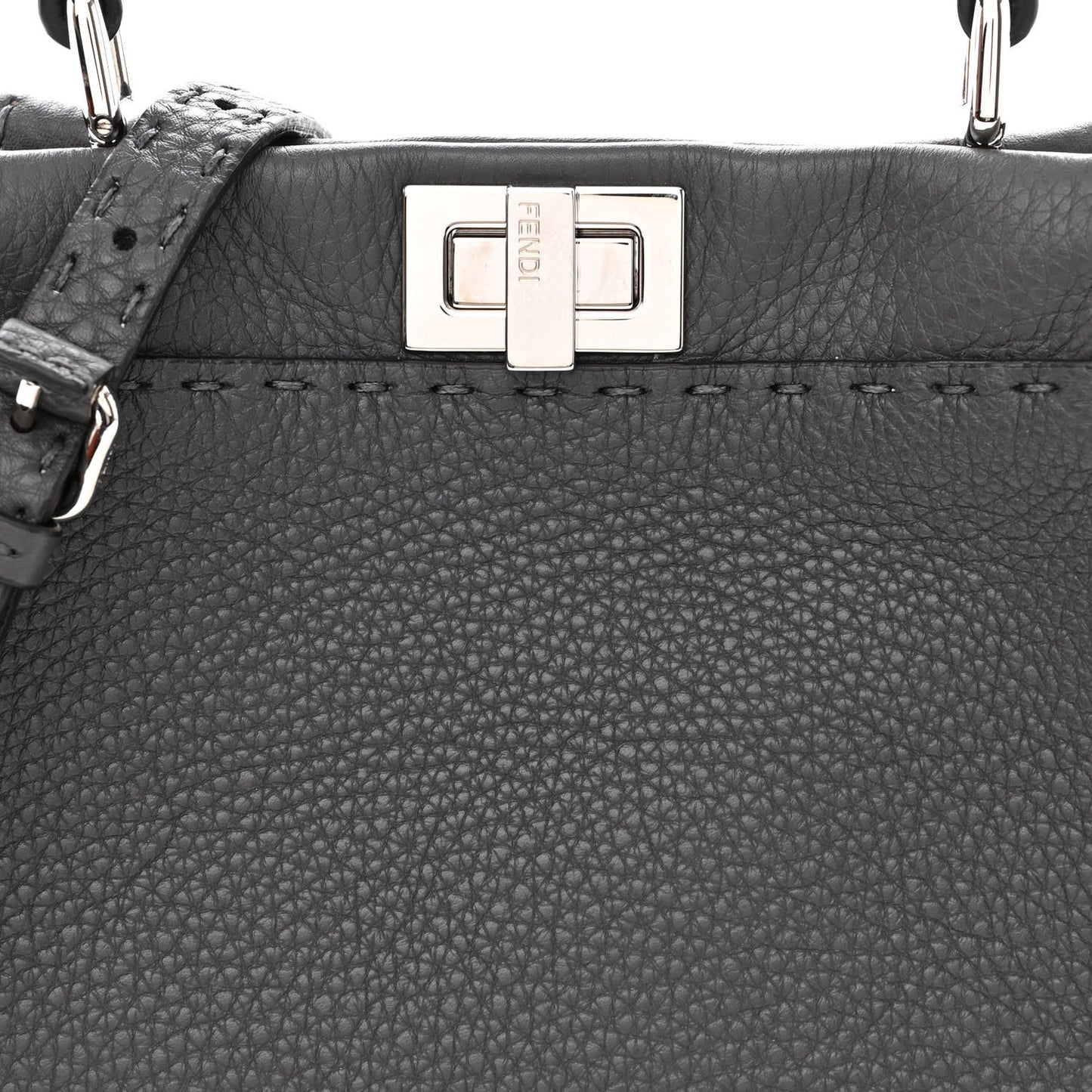 Cuoio Romano Selleria Bi-Color Mini Peekaboo Iconic Satchel Asfalto Latte