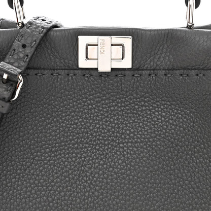 Fendi Cuoio Romano Selleria Bi-Color Mini Peekaboo Iconic Satchel Asfalto Latte 9 of 11