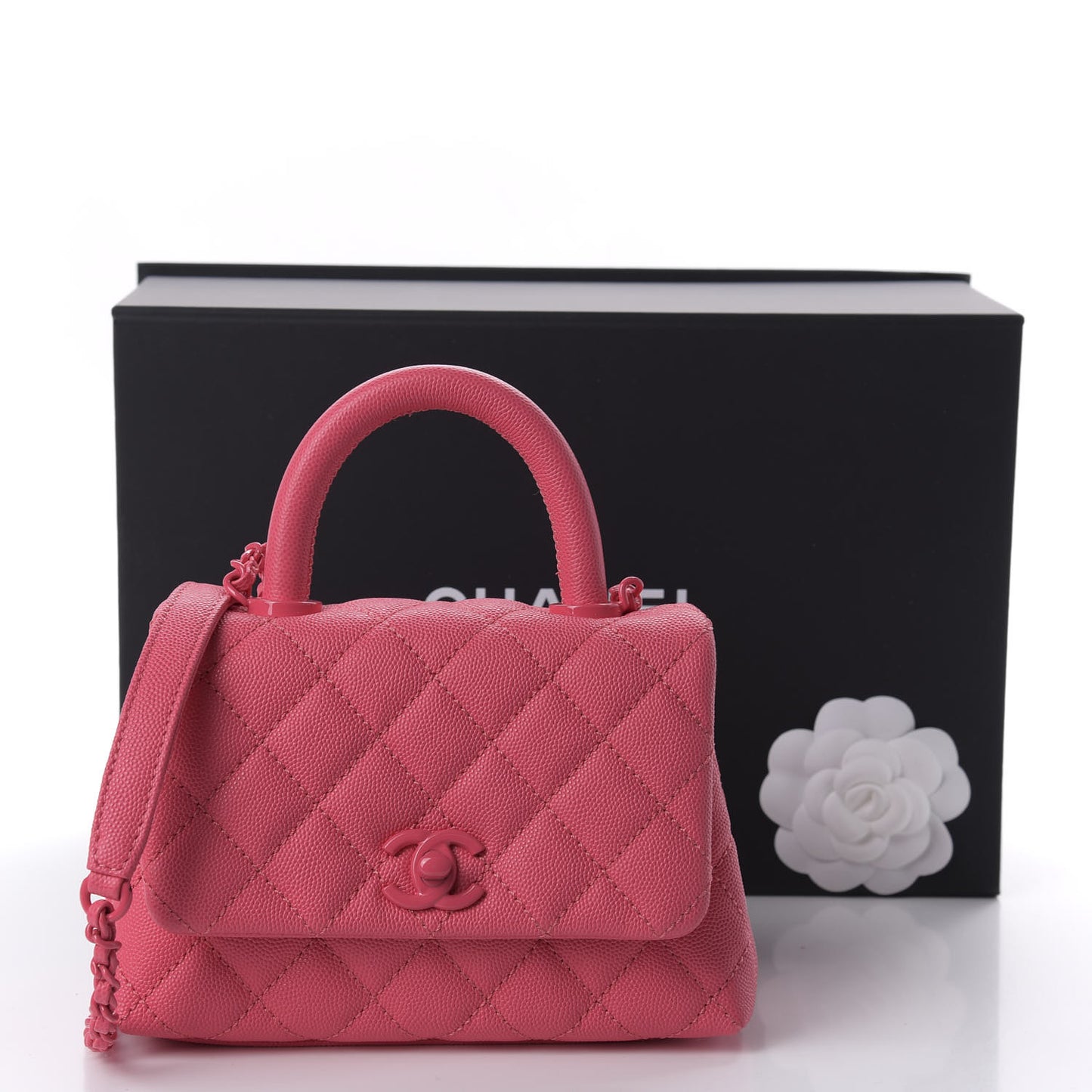 Caviar Quilted Incognito Extra Mini Coco Handle Flap Pink
