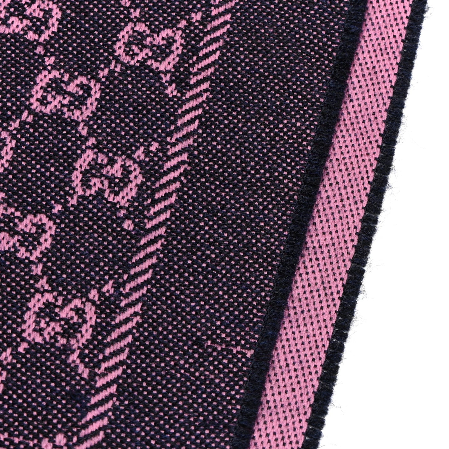 Wool Jacquard GG Monogram Sten Fringe Scarf Magenta Bordeaux