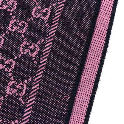 Gucci Wool Jacquard GG Monogram Sten Fringe Scarf Magenta Bordeaux 4 of 4