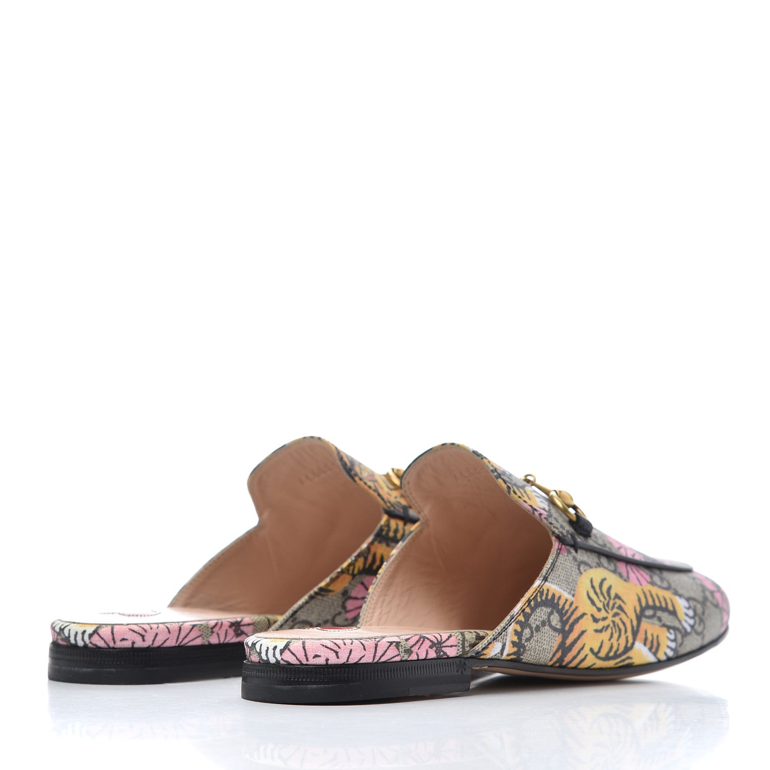 Gucci GG Supreme Monogram Bengal Womens Princetown Slippers 36.5 Beige Crop Pink 4 of 11
