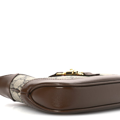 Gucci GG Supreme Monogram Azalea Calfskin Web Mini Jackie 1961 Hobo Beige Ebony Brown Sugar 9 of 11