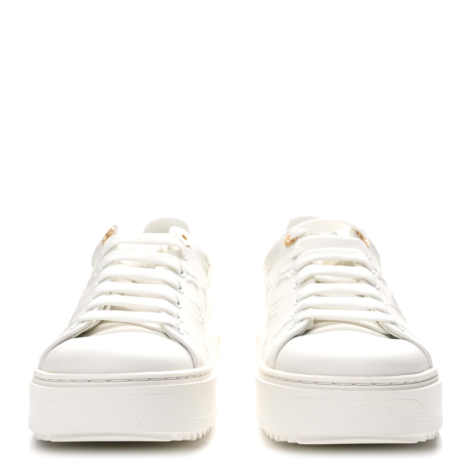 Louis Vuitton Calfskin Monogram Debossed Time Out Sneakers 37.5 White 3 of 10