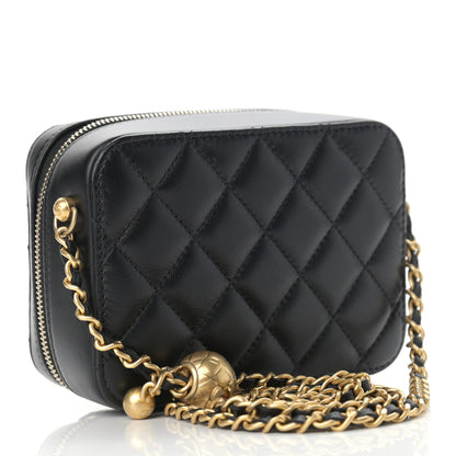 Chanel Lambskin Quilted CC Pearl Crush Camera Case Black 3 of 9