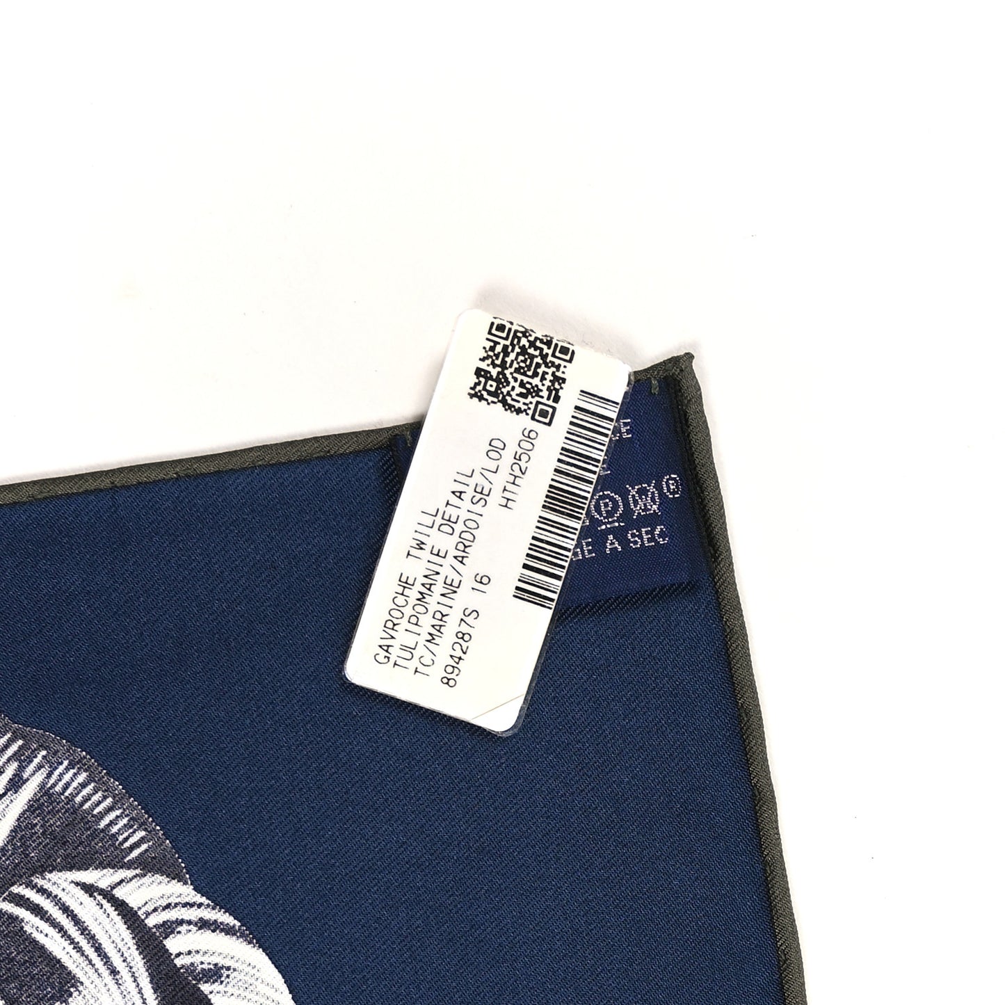 Silk Tulipomanie Detail Scarf 45 Bleu Marine Ardoise Vert Loden