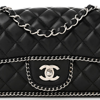 Chanel Lambskin Quilted East West Chain Around Flap Black 8 of 11