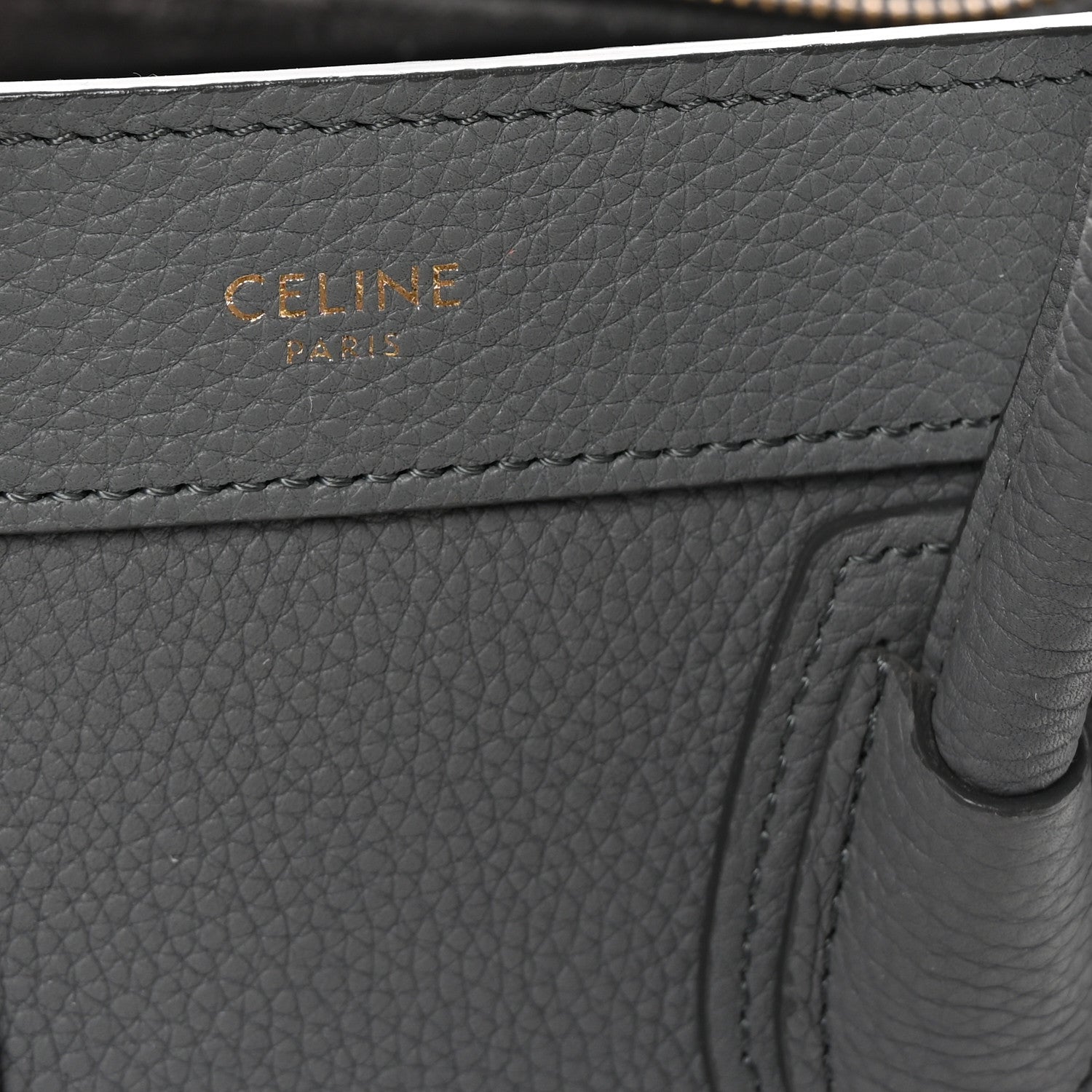 Celine Drummed Calfskin Nano Luggage Kohl 6 of 11