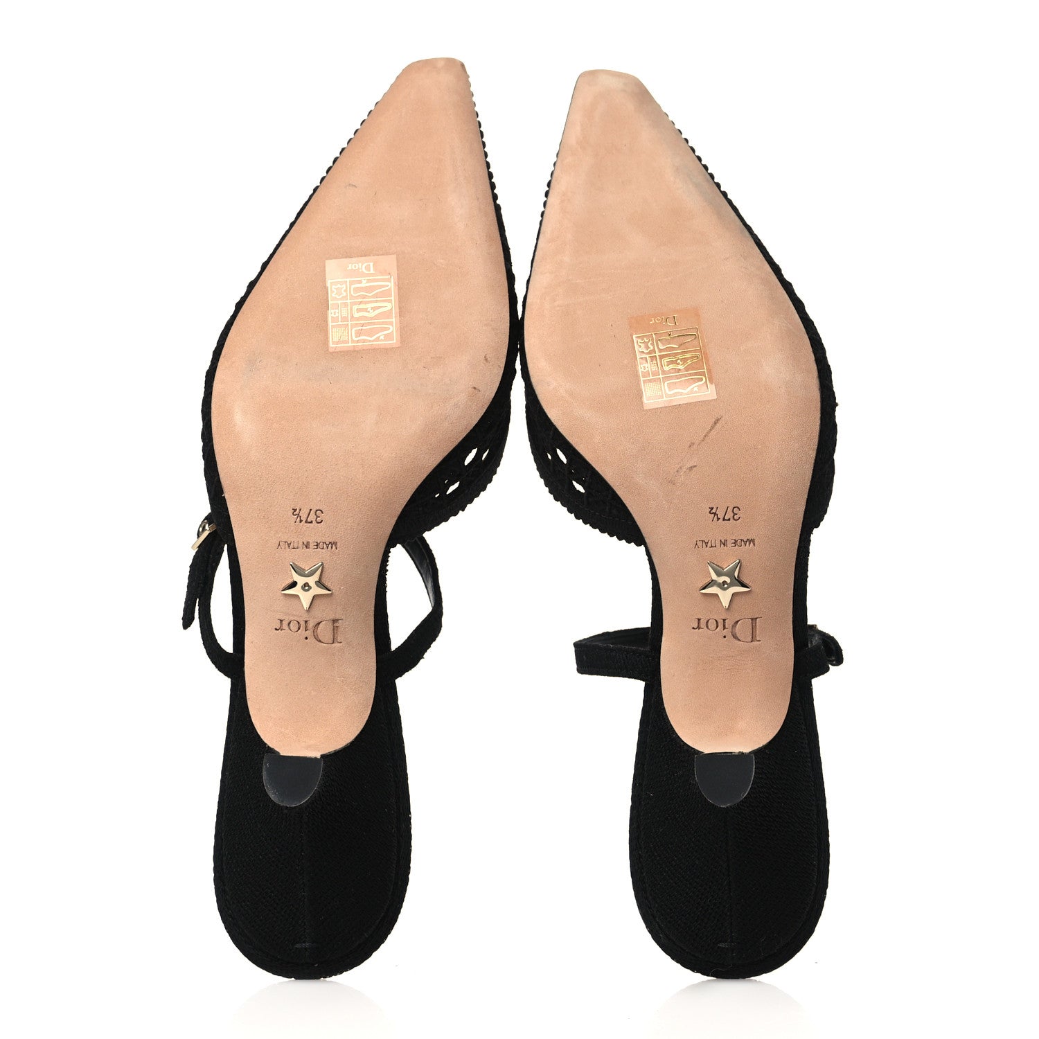 Christian Dior Mesh Cannage Embroidery Pumps 37.5 Black 6 of 8