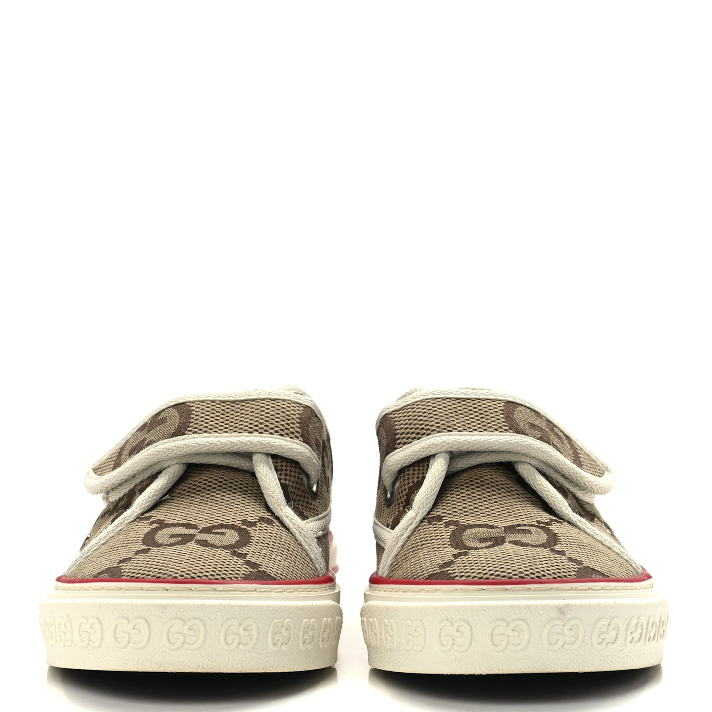 Monogram Jumbo GG Web Womens 1977 Tennis Velcro Strap Sneakers 36 Camel Ebony Mystic White