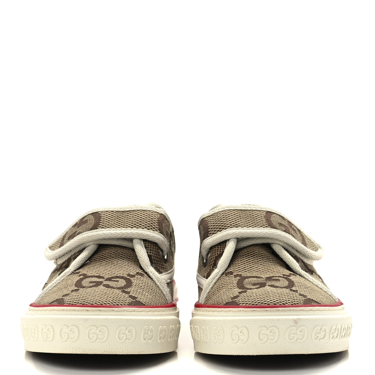 Gucci Monogram Jumbo GG Web Womens 1977 Tennis Velcro Strap Sneakers 36 Camel Ebony Mystic White 2 of 8