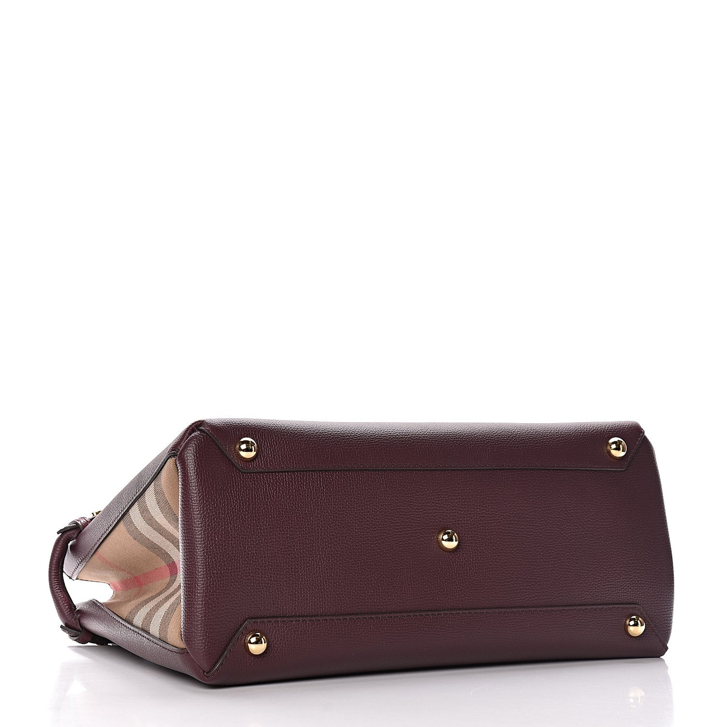 Grainy Calfskin House Check Medium Banner Tote Elderberry