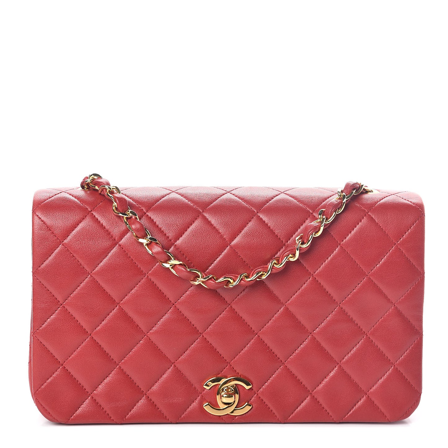 Lambskin Quilted Small Single Flap Red