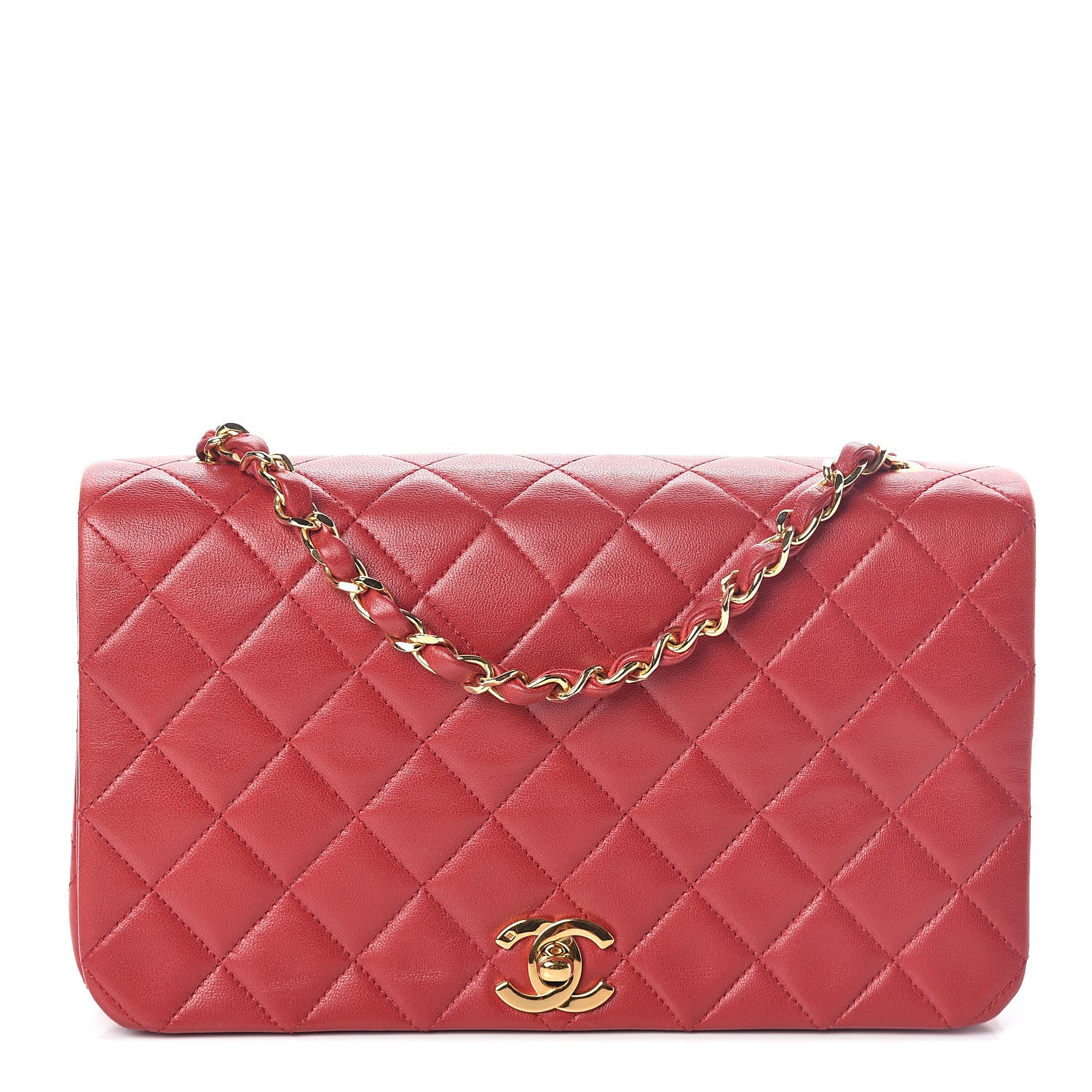 Chanel Lambskin Quilted Small Single Flap Red 1 of 12