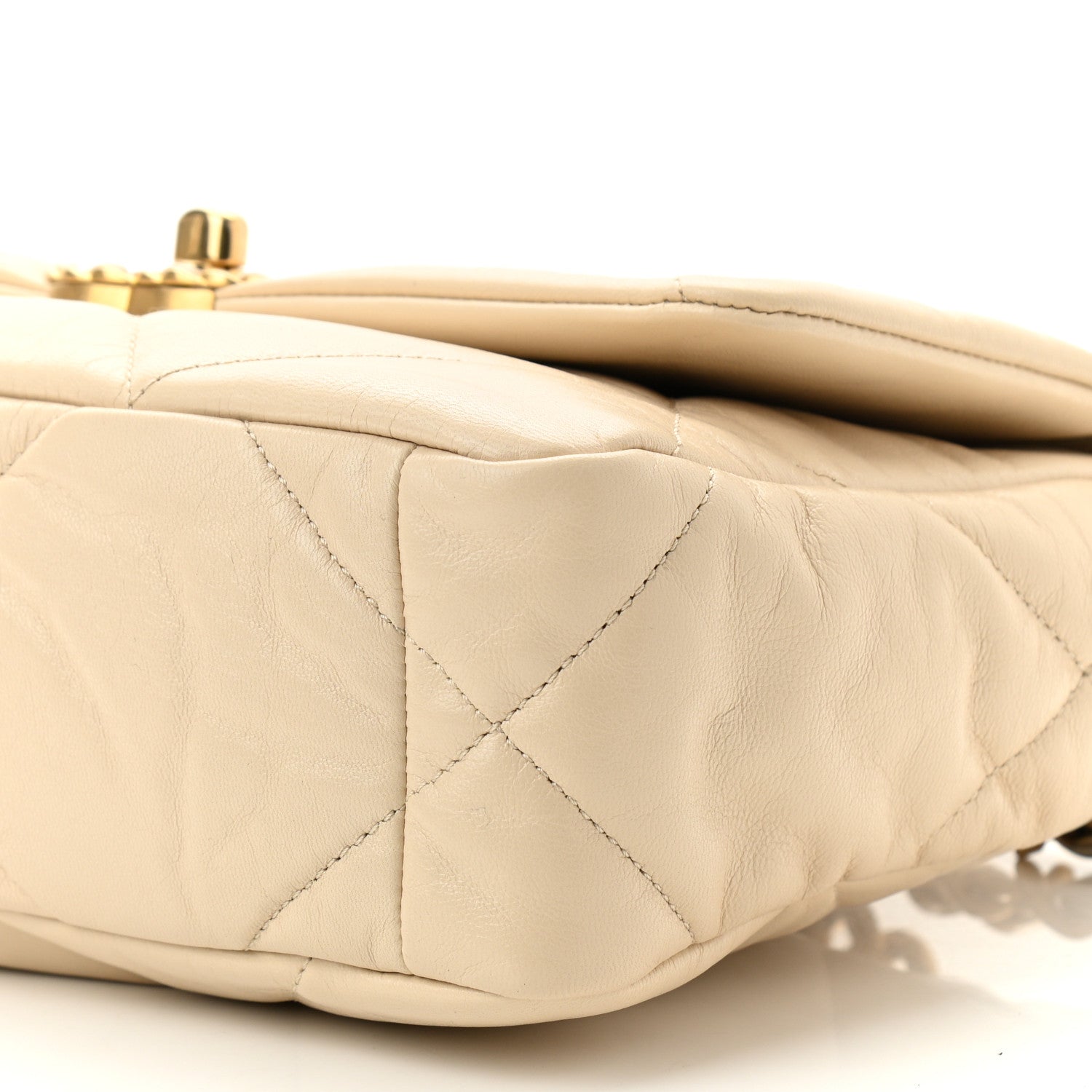 Chanel Shiny Goatskin Quilted Medium Chanel 19 Flap Beige 10 of 11