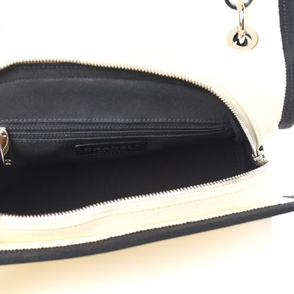Chanel Caviar Grosgrain Quilted Top Handle CC Flap Beige Black 8 of 13
