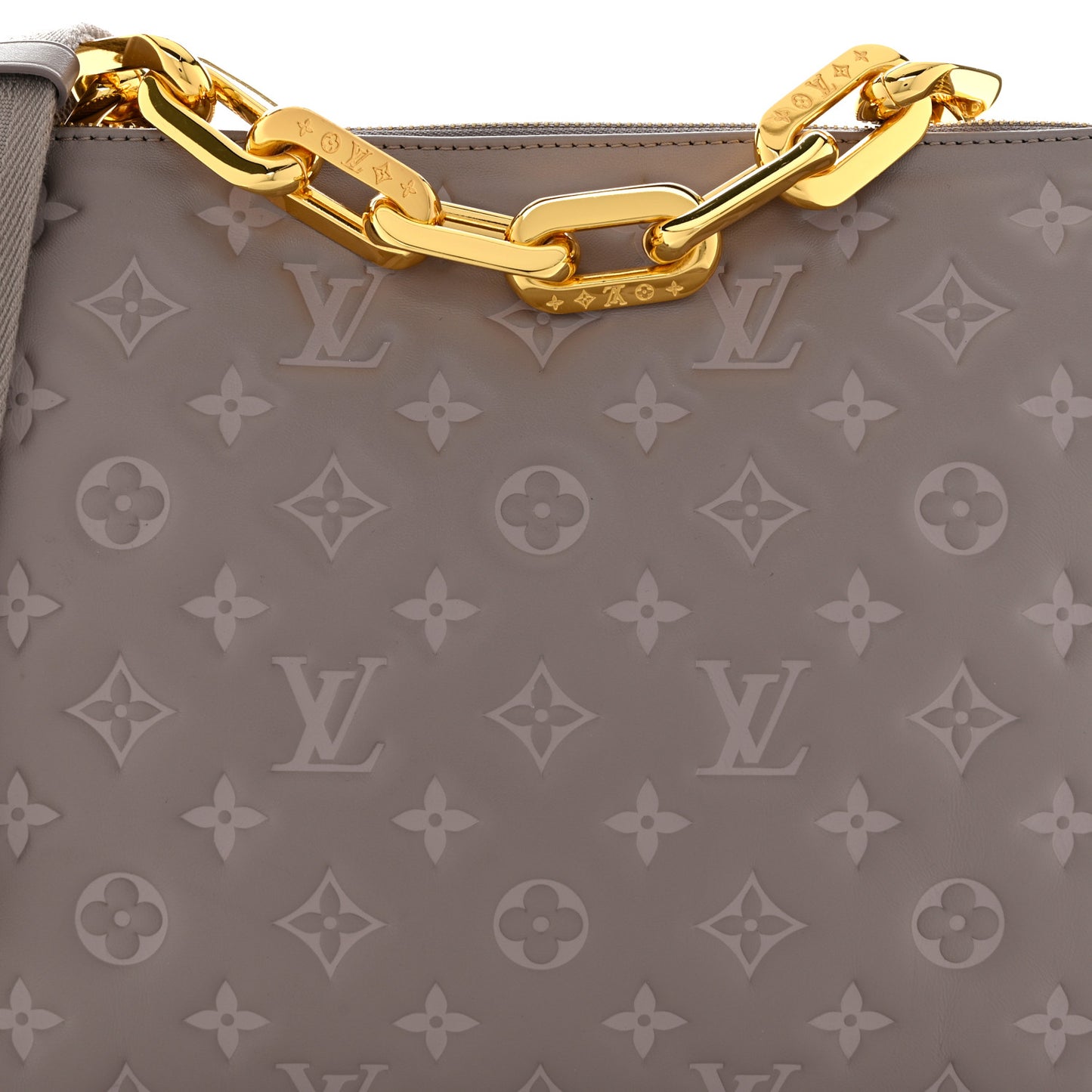 Lambskin Embossed Monogram Coussin MM Grey