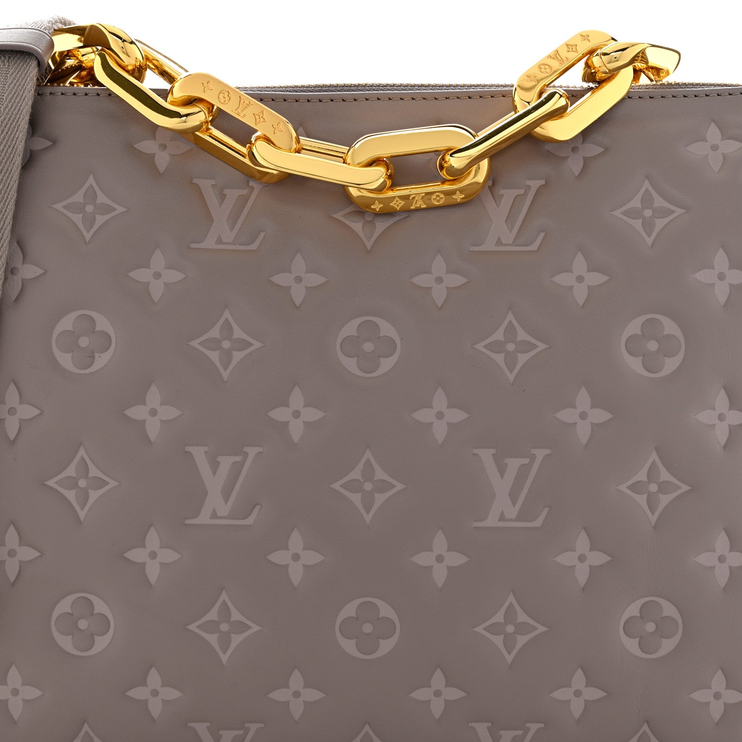 Louis Vuitton Lambskin Embossed Monogram Coussin MM Grey 7 of 9