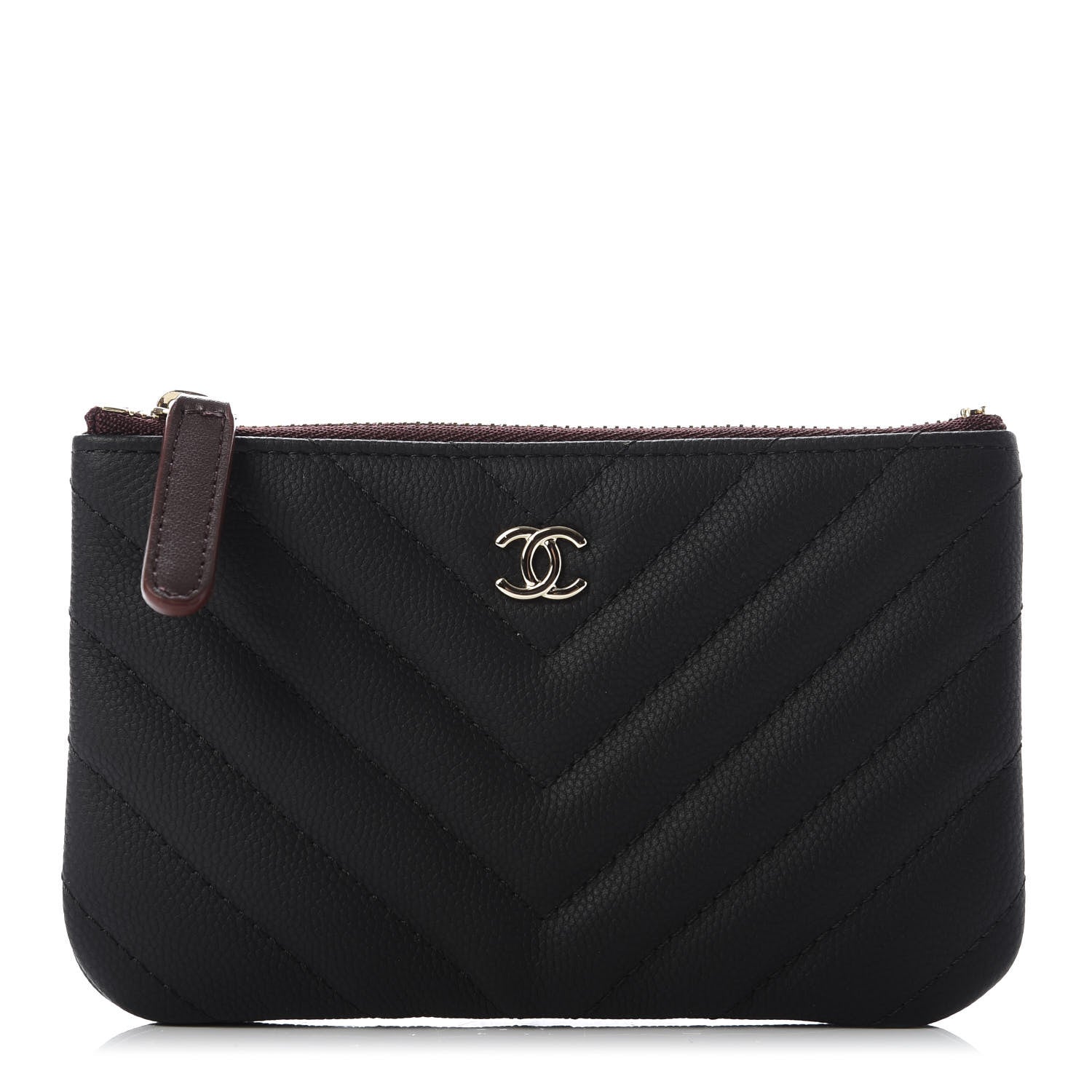 Chanel Caviar Chevron Quilted Small Cosmetic Case Black 1 of 7