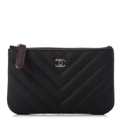 Chanel Caviar Chevron Quilted Small Cosmetic Case Black 1 of 7