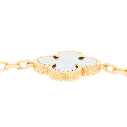 Van Cleef & Arpels 18K Yellow Gold Black Onyx 5 Motifs Vintage Alhambra Bracelet 4 of 4