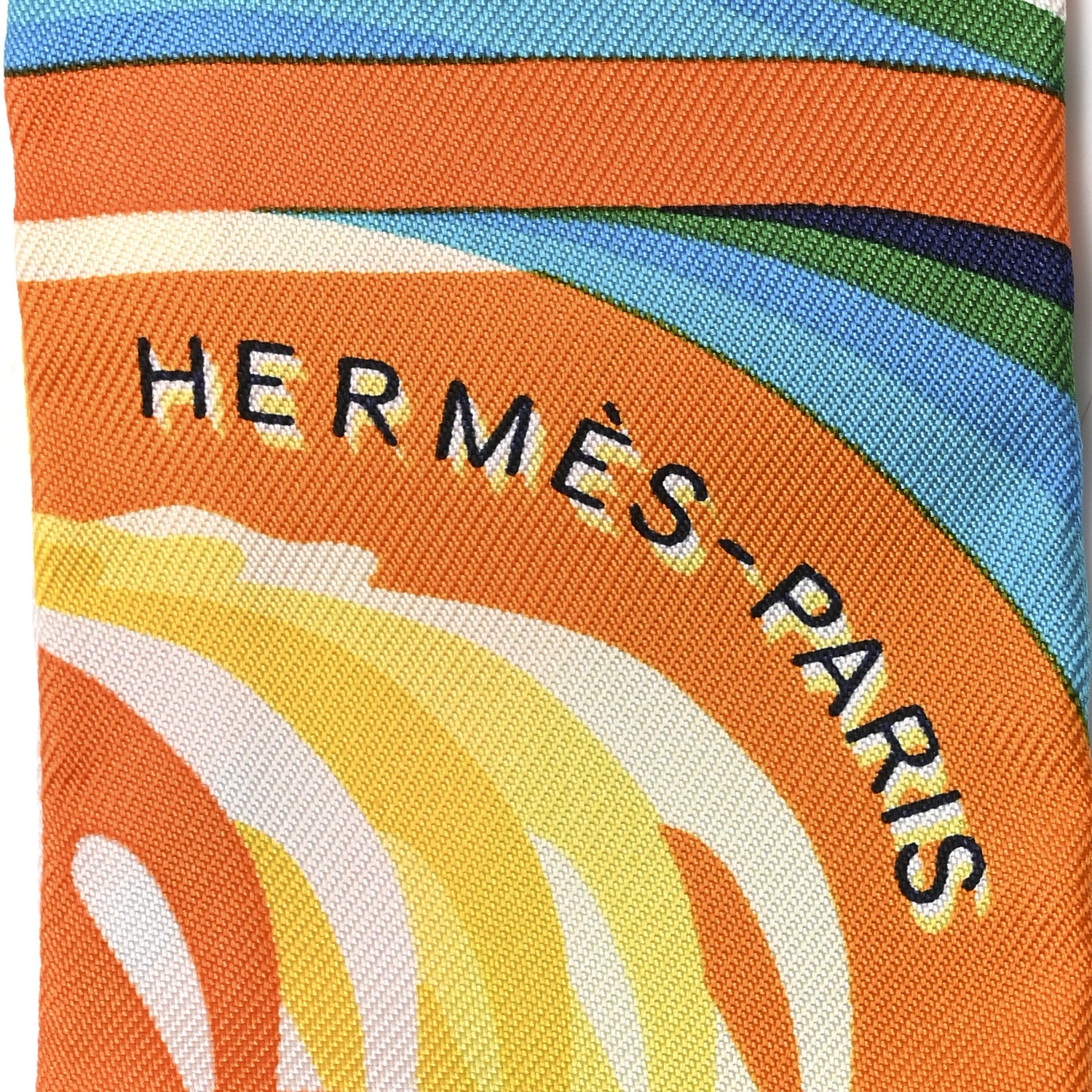 Hermes Silk Brides De Gala Shadow Twilly Orange Jaune Turquoise 4 of 5