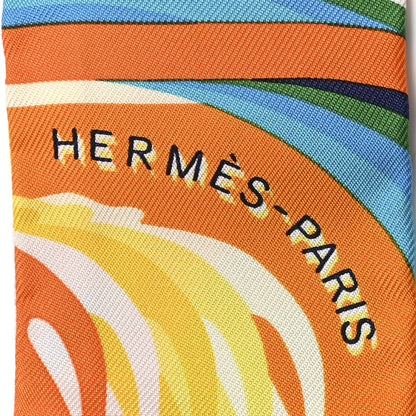 Hermes Silk Brides De Gala Shadow Twilly Orange Jaune Turquoise 4 of 5