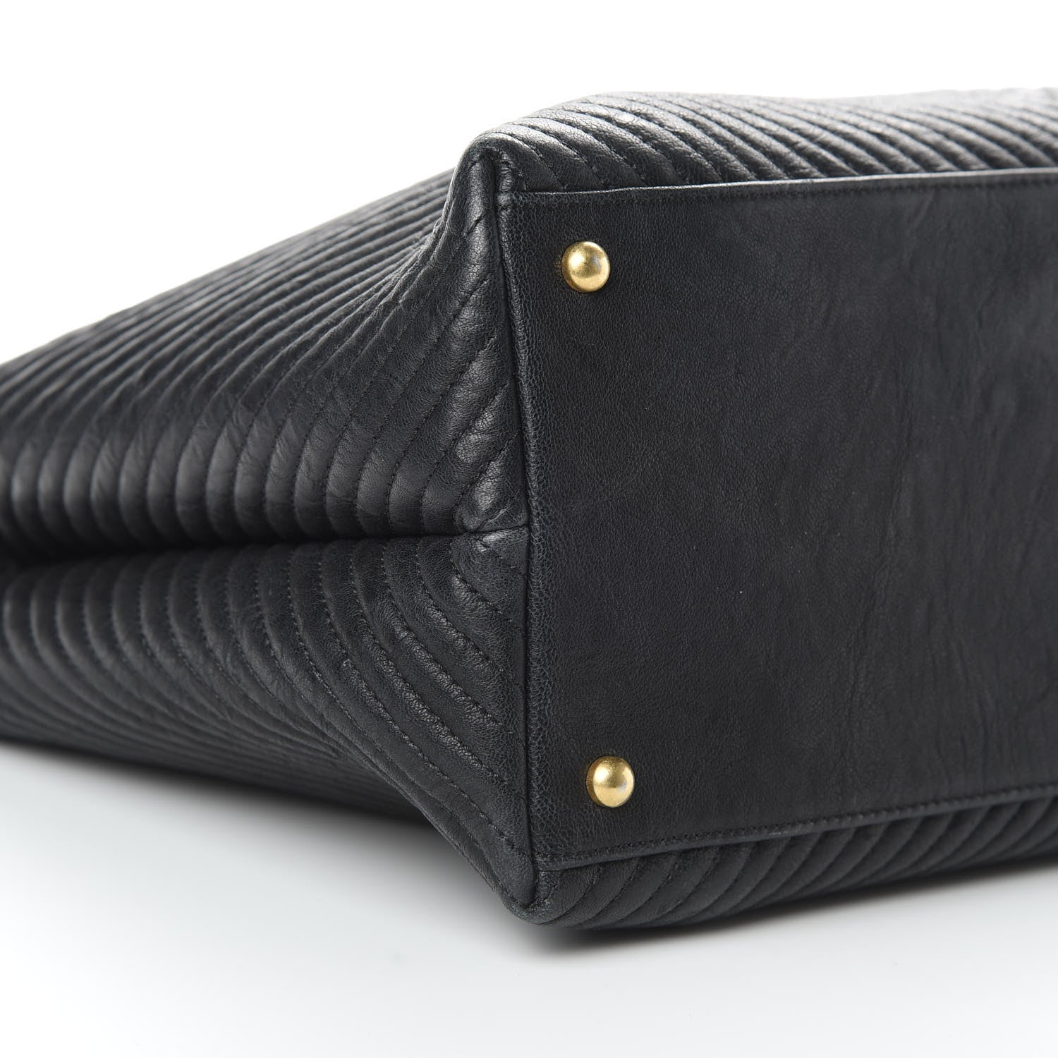 Chanel Wrinkled Lambskin Chevron Quilted Large Surpique Tote Black 9 of 12