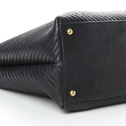 Chanel Wrinkled Lambskin Chevron Quilted Large Surpique Tote Black 9 of 12