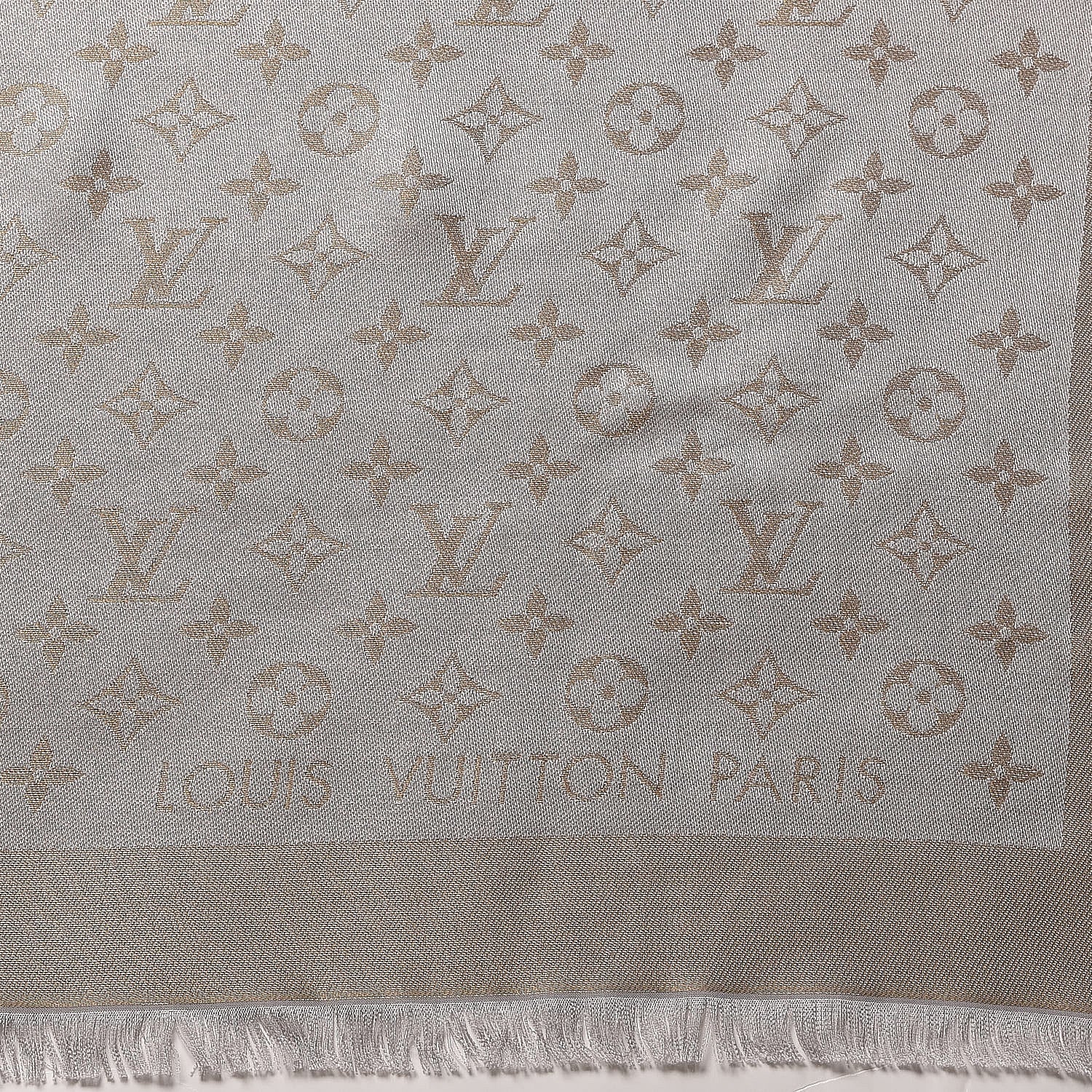Louis Vuitton Silk Wool Monogram Shine Shawl Charcoal Greige 3 of 3