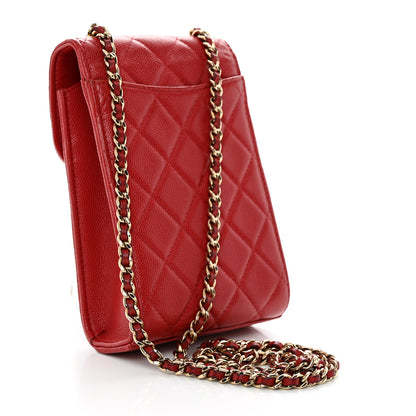Chanel Caviar Quilted Classic Phone Holder Red 2 of 11