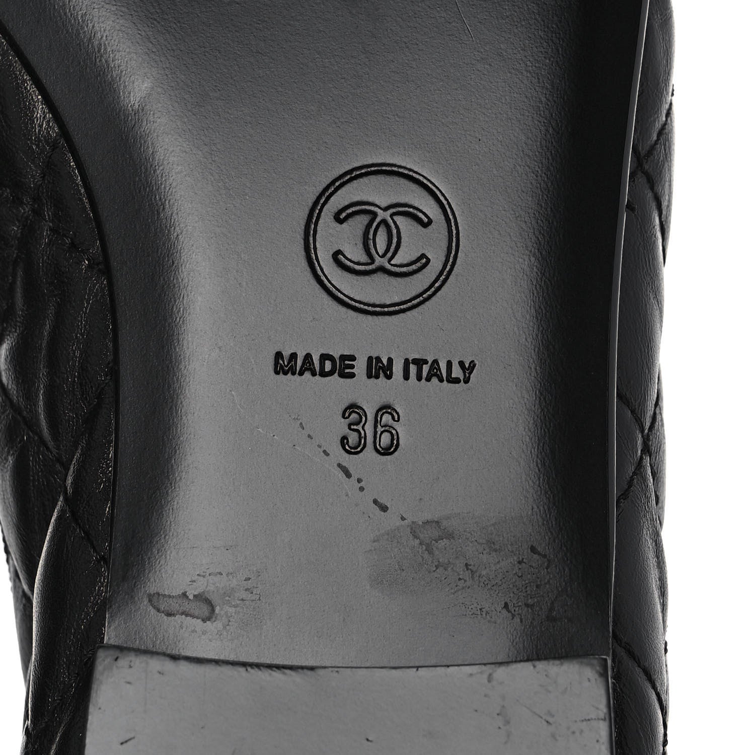 Chanel Aged Calfskin Quilted CC Cap Toe Ballerina Flats 36 Black 6 of 10
