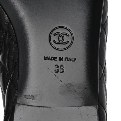 Chanel Aged Calfskin Quilted CC Cap Toe Ballerina Flats 36 Black 6 of 10