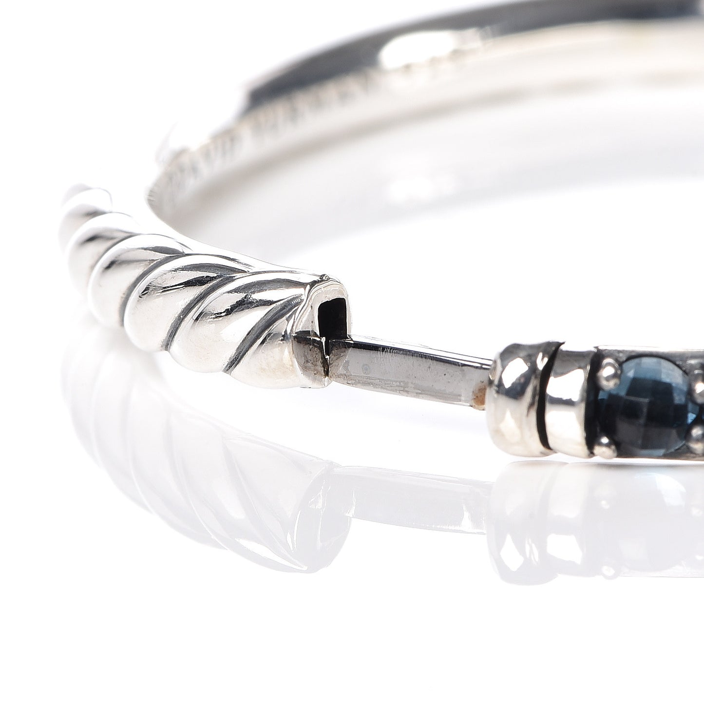 Sterling Silver Blue Topaz Berries Cable Bangle Bracelet