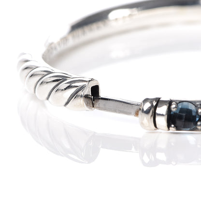 David Yurman Sterling Silver Blue Topaz Berries Cable Bangle Bracelet 4 of 5