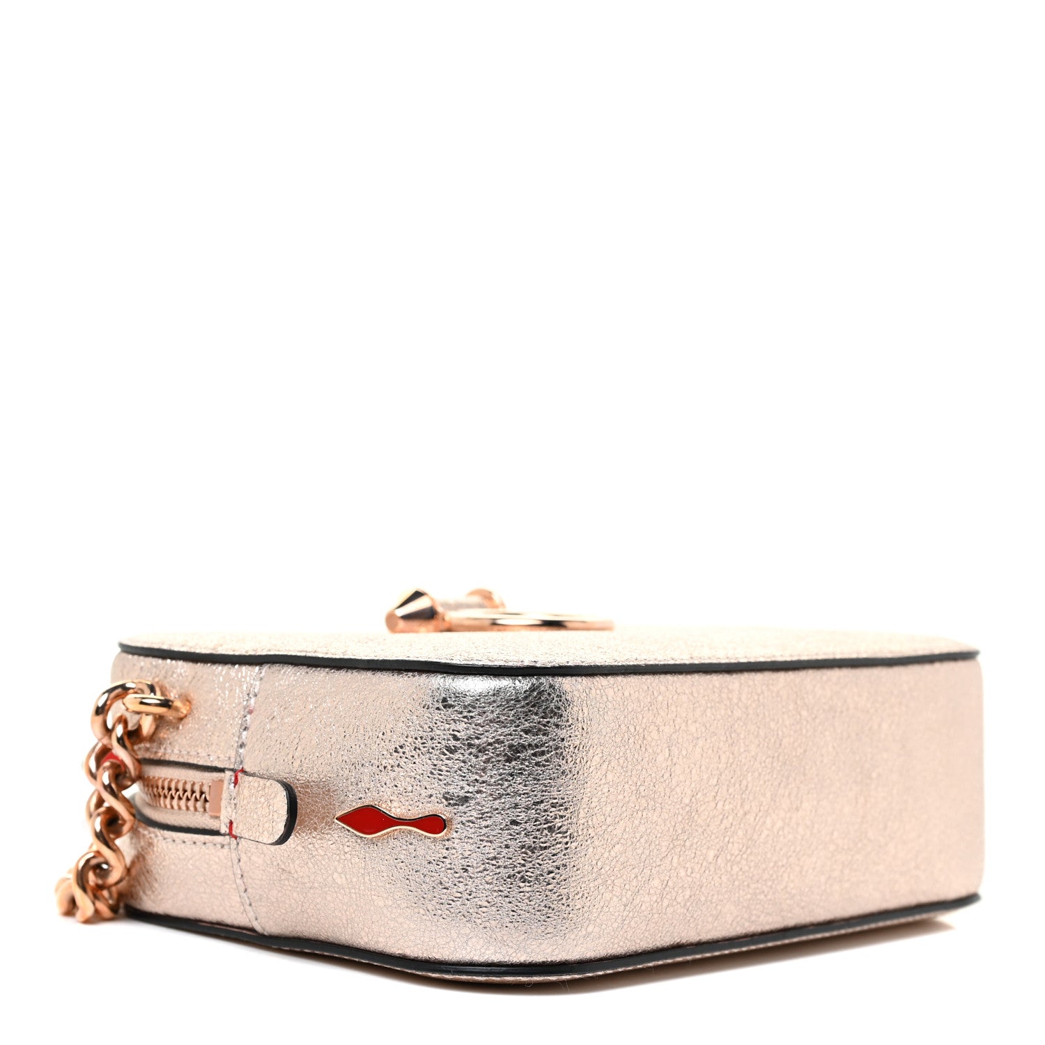 Christian Louboutin Metallic Crinkled Nappa Mini Rubylou Platine 3 of 8