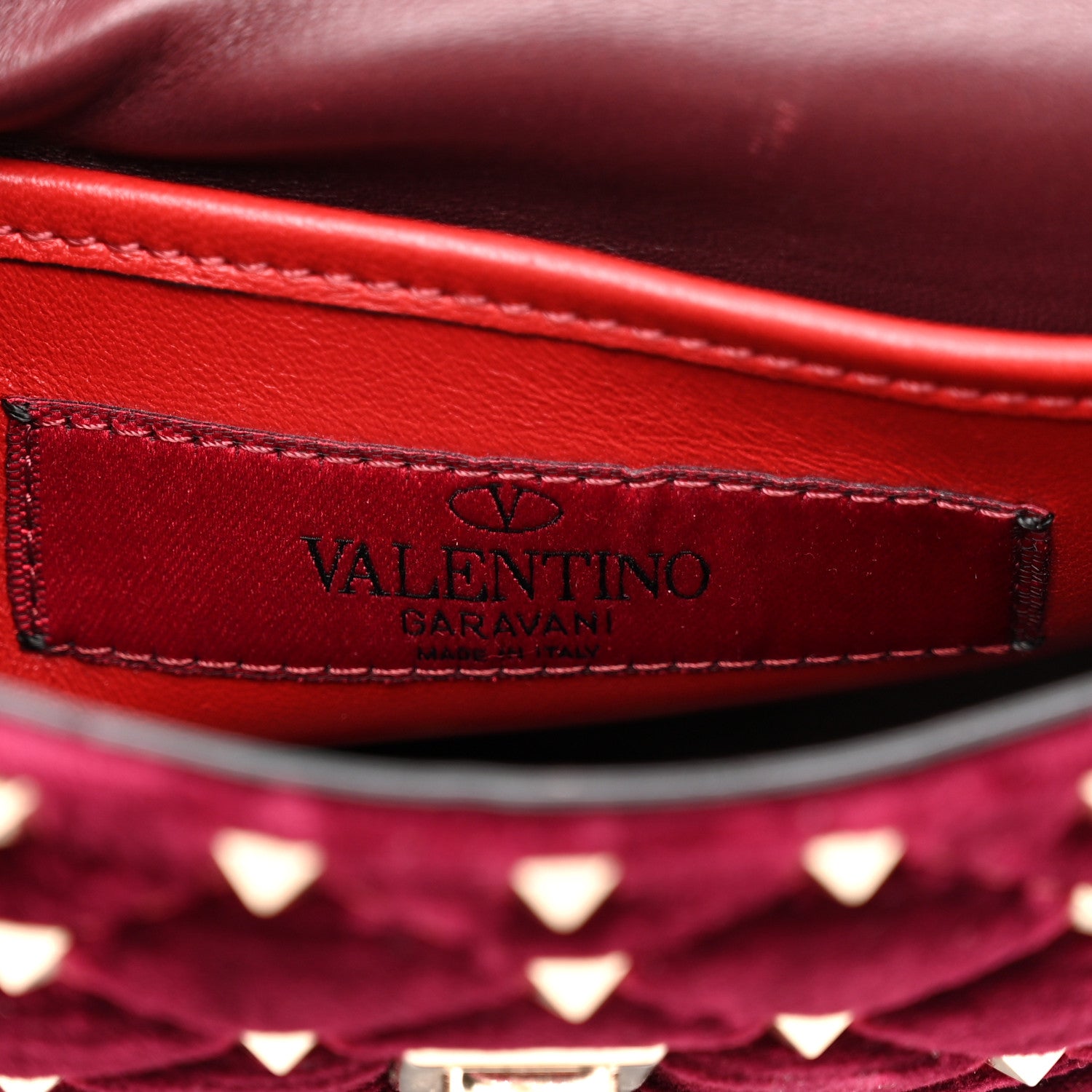 Valentino Garavani Velvet Small Rockstud Spike Shoulder Bag Rubino 6 of 12