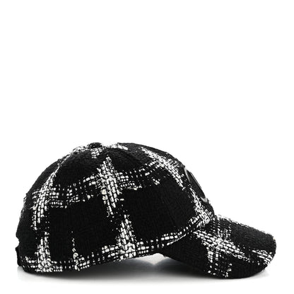 Chanel Tweed Cap Hat M Black White 5 of 8