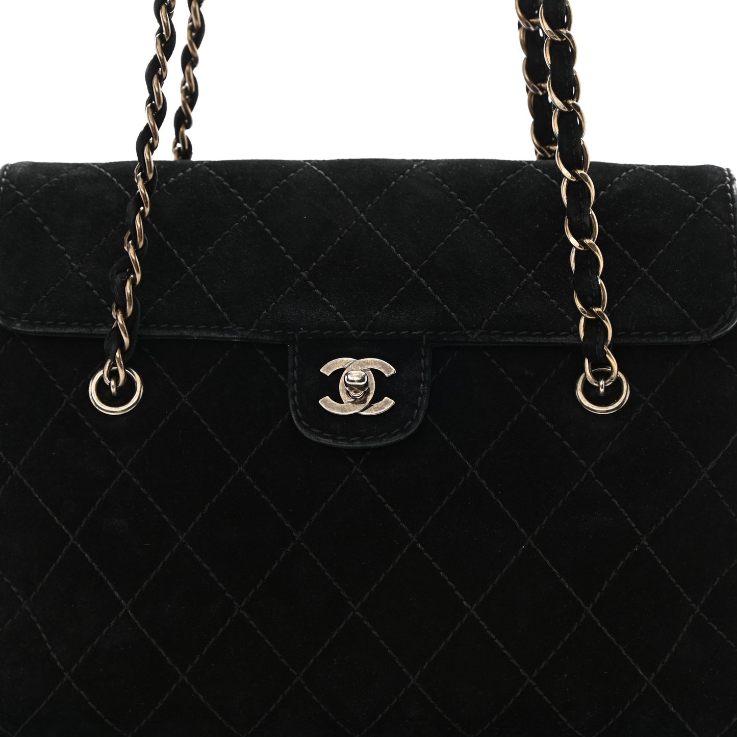 Suede Jumbo Single Flap Black