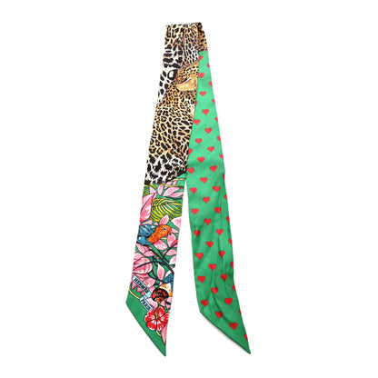 Hermes Silk Jungle Love Love Twilly Emeraude Rose Brun 2 of 4