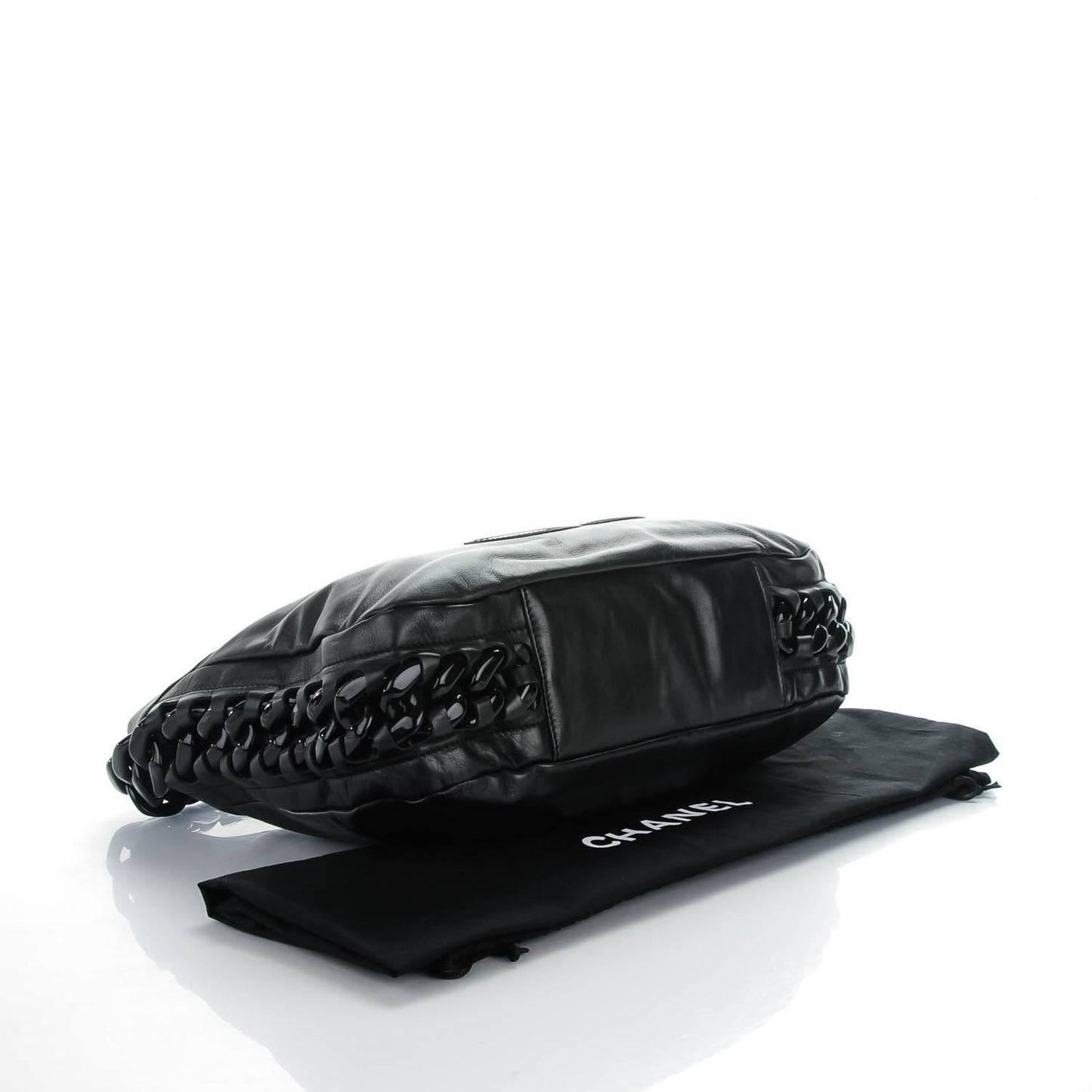 Calfskin Modern Chain Rhodoid Hobo Black