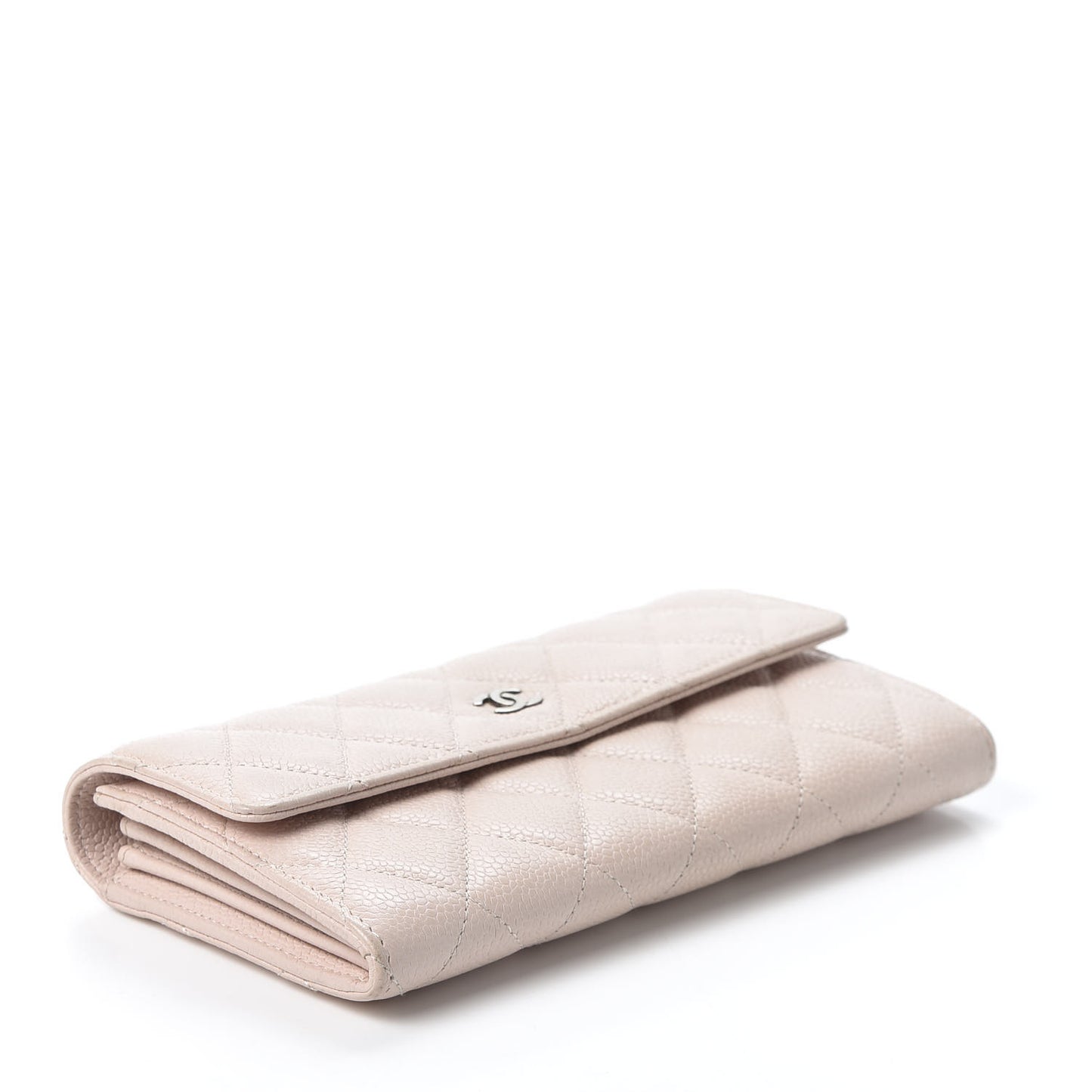 Caviar Quilted Large Gusset Flap Wallet Pink