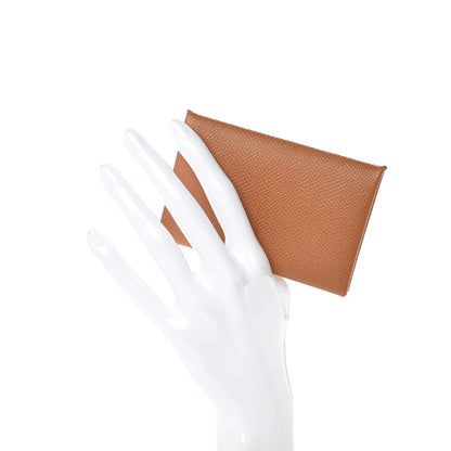 Hermes Epsom Calvi Card Case Gold 2 of 8