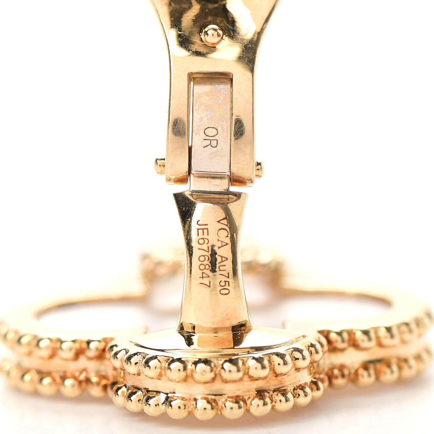 18K Yellow Gold Mother of Pearl Vintage Alhambra Earrings