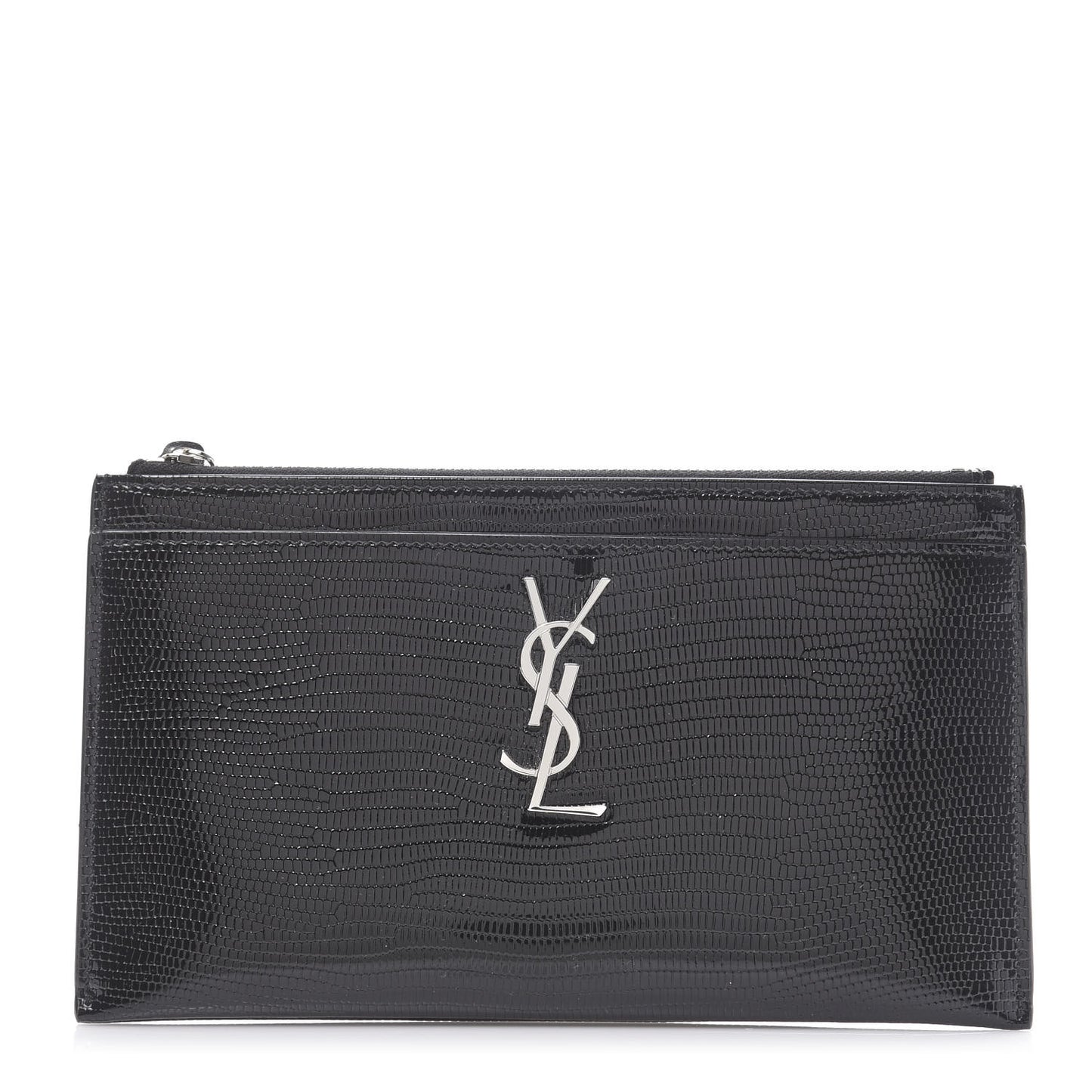 Lizard Embossed Monogram Bill Pouch Black