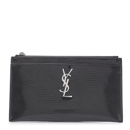 Saint Laurent Lizard Embossed Monogram Bill Pouch Black 1 of 7