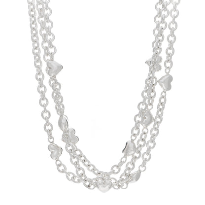 Tiffany Sterling Silver Puff Heart Multi Strand Necklace 1 of 4