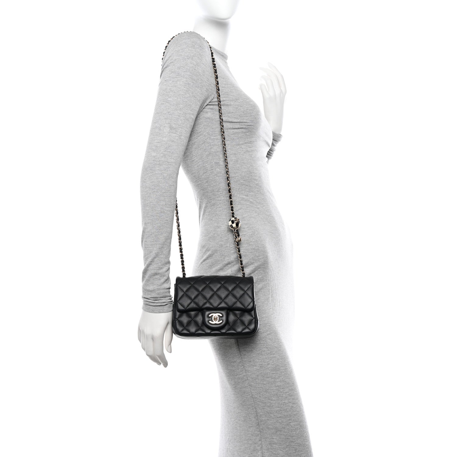 Chanel Lambskin Quilted Enamel Mini Pearl Crush Flap Black 2 of 12
