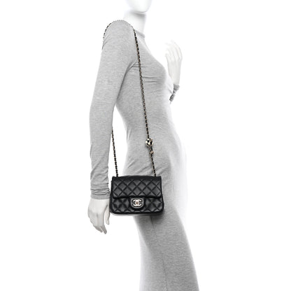Chanel Lambskin Quilted Enamel Mini Pearl Crush Flap Black 2 of 12