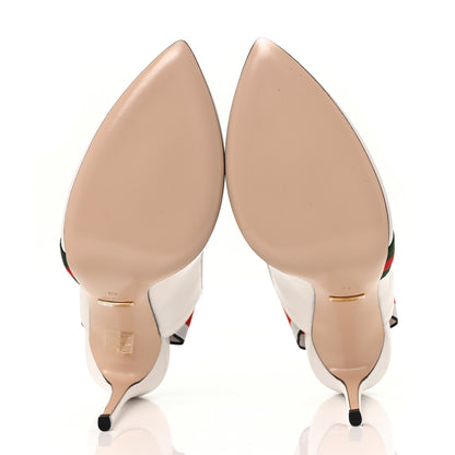 Gucci Malaga Kid Web Sylvie High Heel Slingback Pumps 40 White 5 of 9